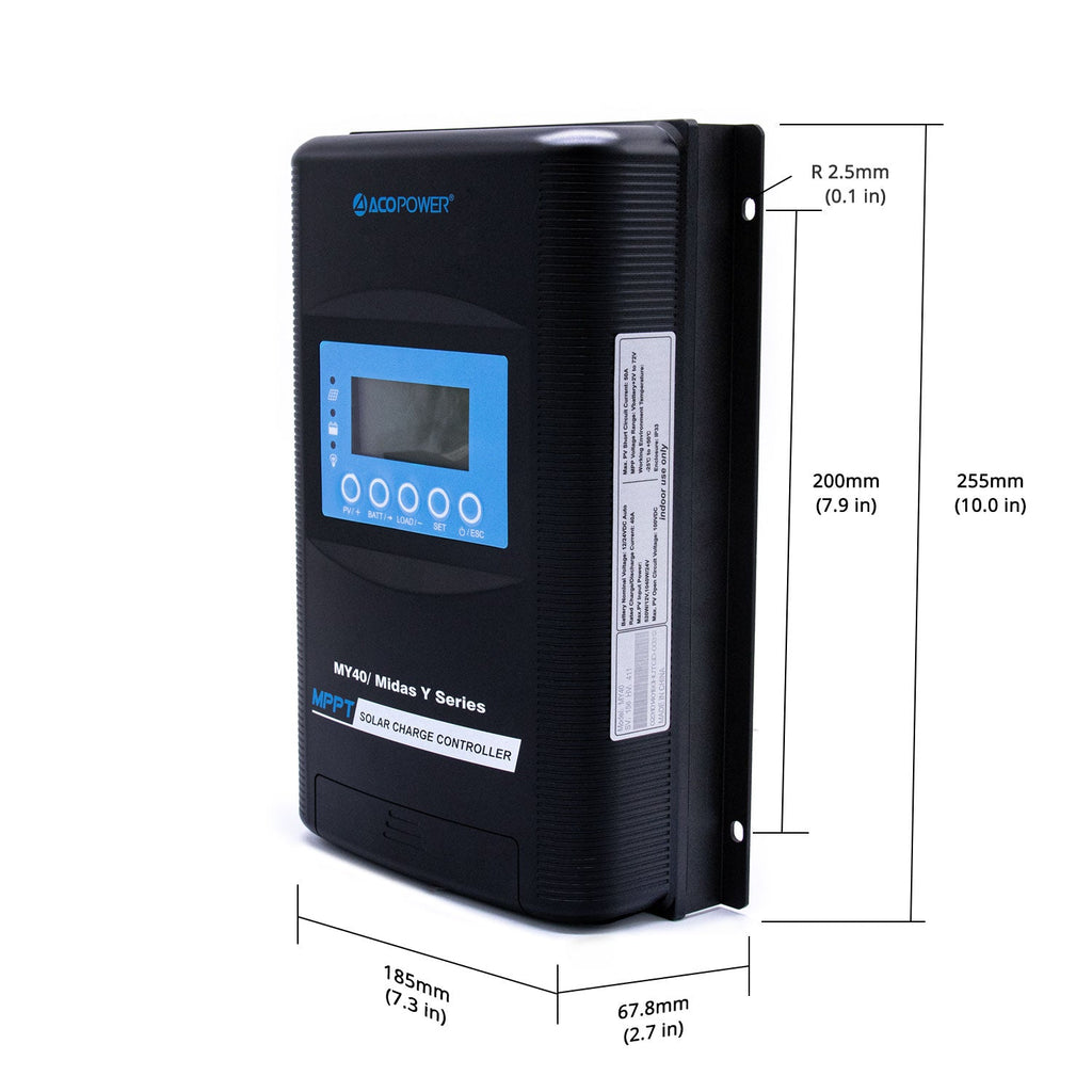 Midas 40 Amp MPPT Solar Charge Controller with MT-50